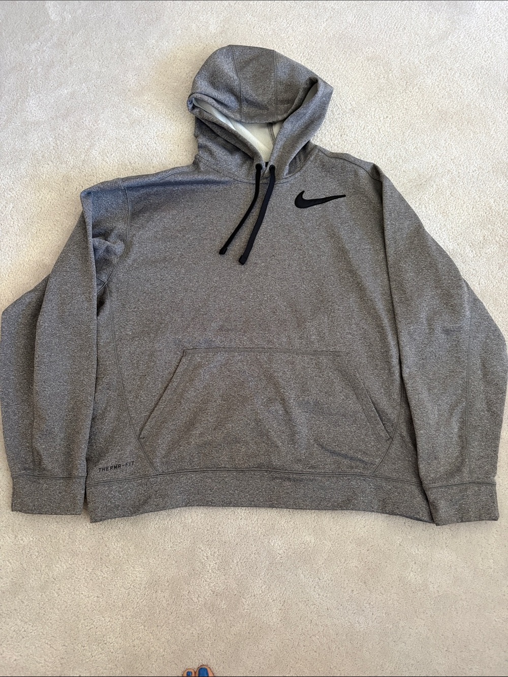 Nike Gray Hooded Pullover Sweatshirt with Black Swoosh